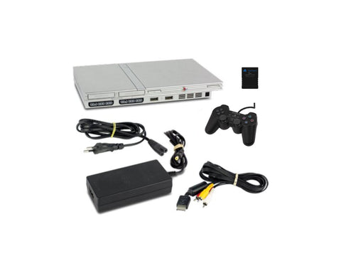 PS2 Konsole Slim silber + 1 Controller + alle Kabel + Memory Card